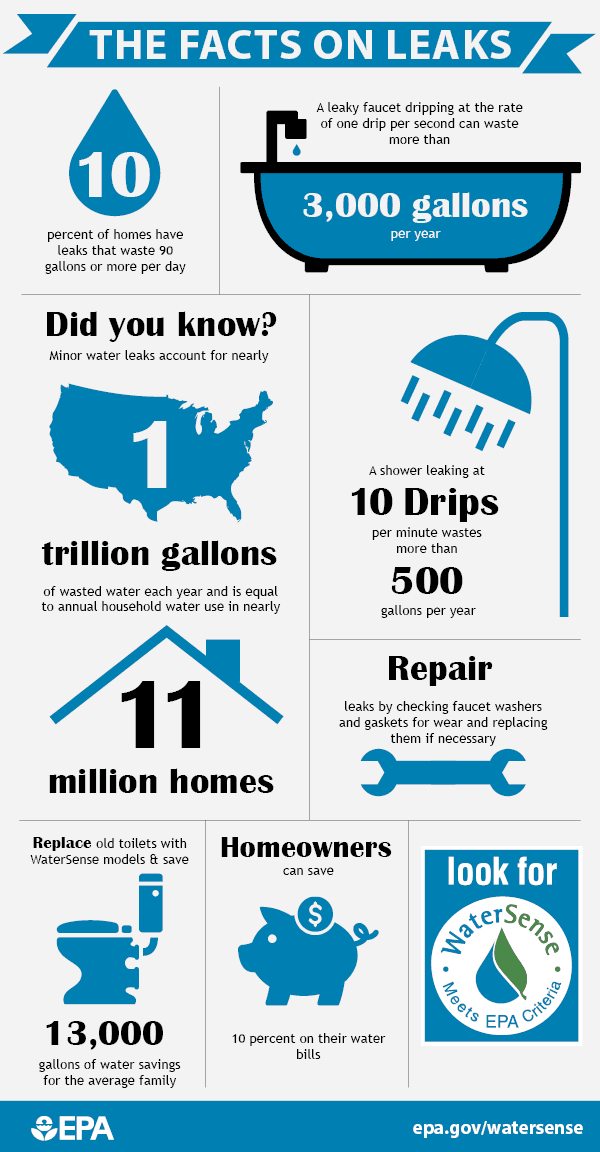 facts on how much water is wasted due to leaks